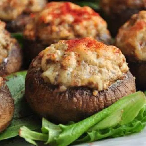 Spicy Sausage Stuffed Monterey Mushrooms