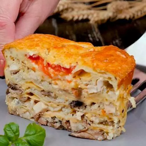 Нежный курино-грибной кекс из лаваша