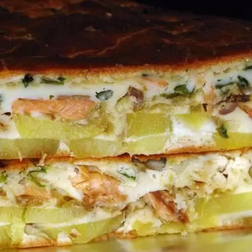 Рыбный заливной пирог с картошкой
