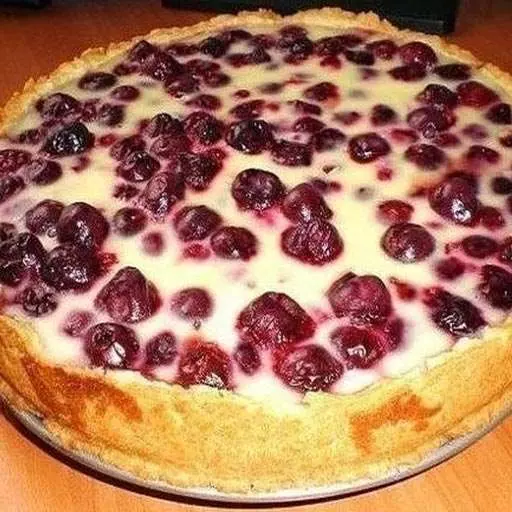 Нежный заливной пирог с ягодами