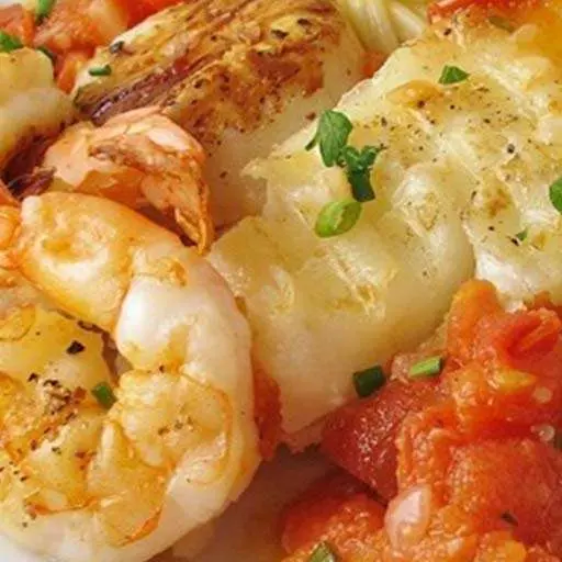 Alaskan Cod and Shrimp with Fresh Tomato